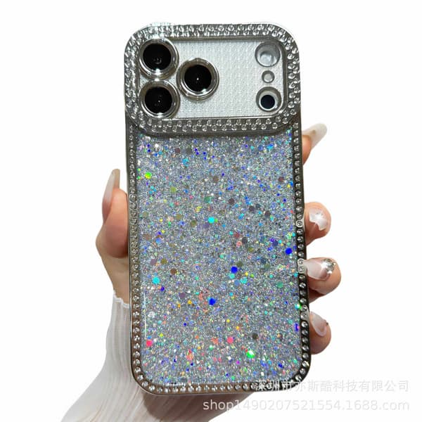 Kotelo iPhone 17 Glitter Diamond Accent Silver