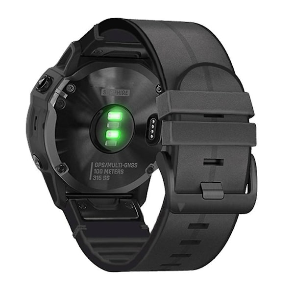 Sort Sort Silikone + Læder Urrem kompatibel med Garmin Fenix 7x