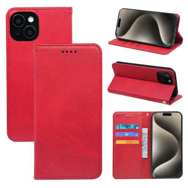 Etui til iPhone iPhone 16 Bright Red Maverick læder magnetisk business