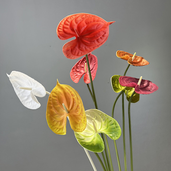 Blød PU Lille Rød Anthurium Kunstig Plante til Hotelindretning Dark red