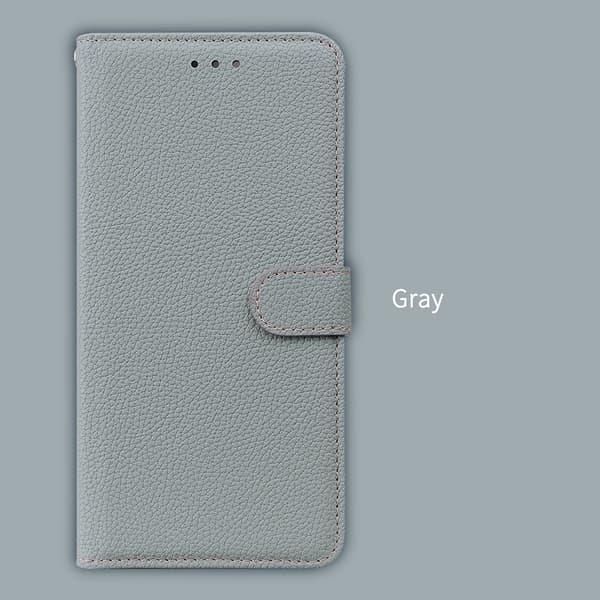 Fodral för iPhone 17 Magnetisk Kortplats Lädertextur Grå Noz26155
