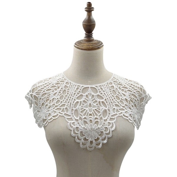 Dame falsk krage Avtakbar halv Silke Broderi Bryst DIY White