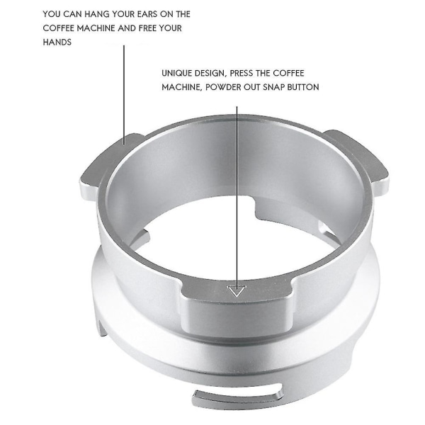 Ny 58 mm pulverring av aluminiumlegering för mottagningsring för Barsetto pulver