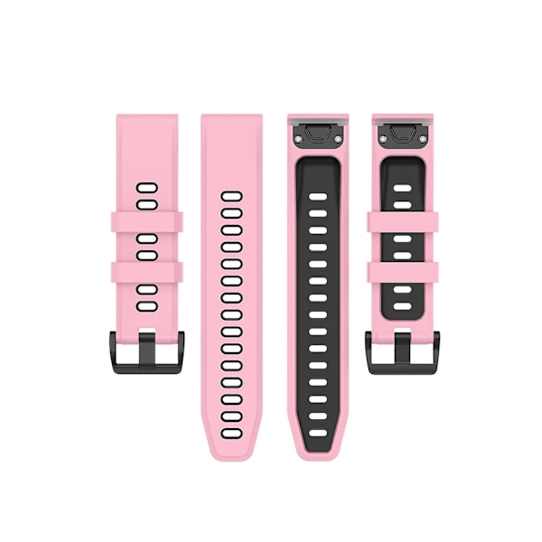 Pink Sort Pink Sort 22mm Tofarvet Silikone Urrem kompatibel med Garmin Fenix 7 / Epix