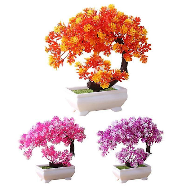 Simuleret Falsk Potteplante Bonsai Træ Kunstig Plante Skrivebords Ornament Boligindretning White-Green