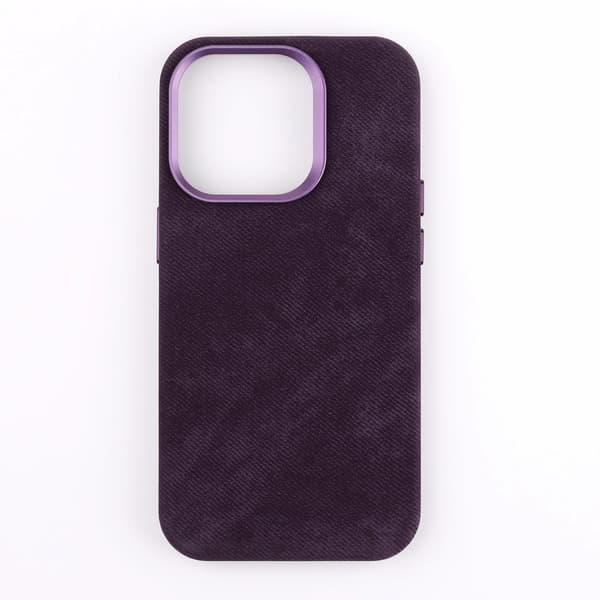 Etui til iPhone 14 Pro Mørk lilla Full-Body læder Magnetisk flannel hårdt
