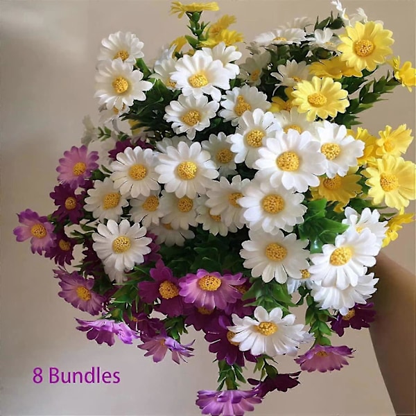 8 Stykker Kunstige Blomster, Kunstige Tusenfryd Utendørs Blomster Fake Planter