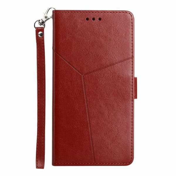 Etui til iPhone 14 6.1 brun Præget Wallet med Kortholder Flip Mixed Media