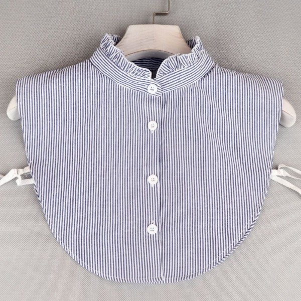 Naisten irrotettava teko-kaulus - Lapsi Kevät, Syksy ja Talvi Blue striped stand collar