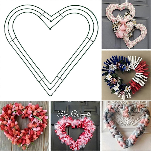 1/4 kpl Sydänseppelekehys DIY Keinotekoinen seppelerengas Häät Juhlat Syntymäpäivä Sisä- ja ulkotilojen puutarhakoriste Tarvikkeet 20cm 4pcs