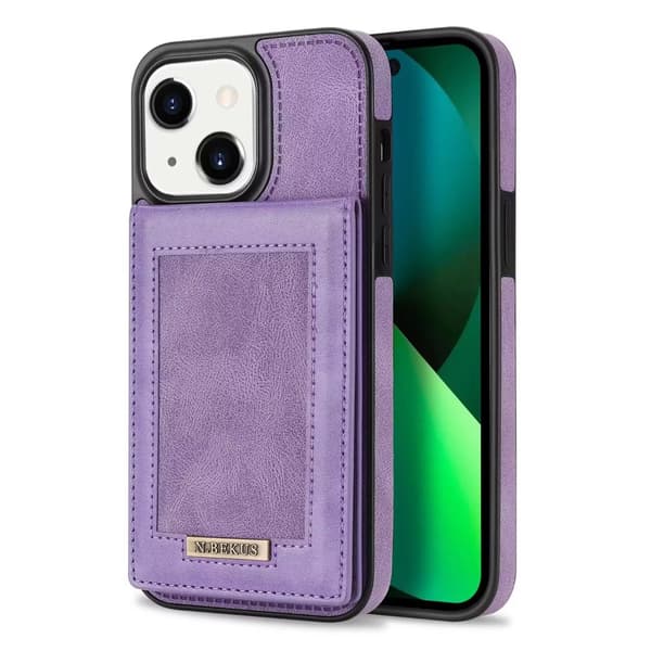 Etui til iPhone 13 6.1 Lilla Stativ Kortholder Heldekkende Kortholder