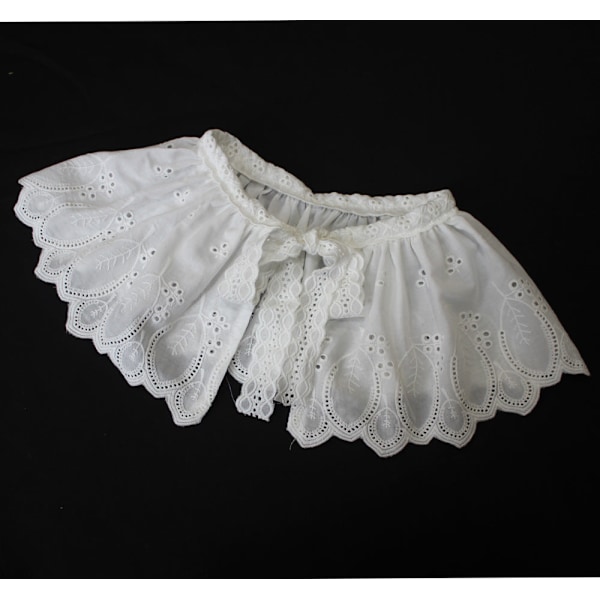 Dame falsk krage Avtakbar halv Bomull Hul Broderi White