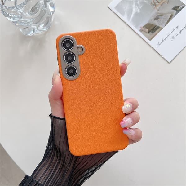 Etui til iPhone 15 Pro Orange Magnetisk Opladning Læder