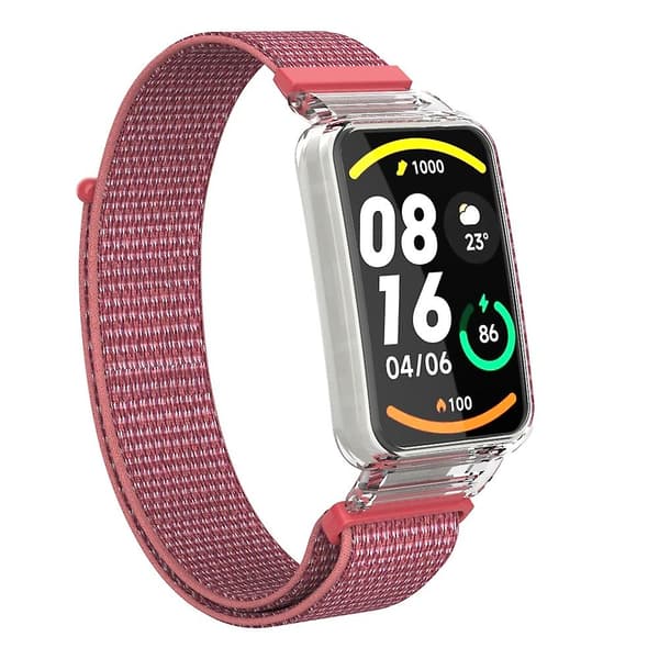 Apricot PC-deksel + Nylon Loop-stropp kompatibel med Xiaomi Mi Band 7 Pro