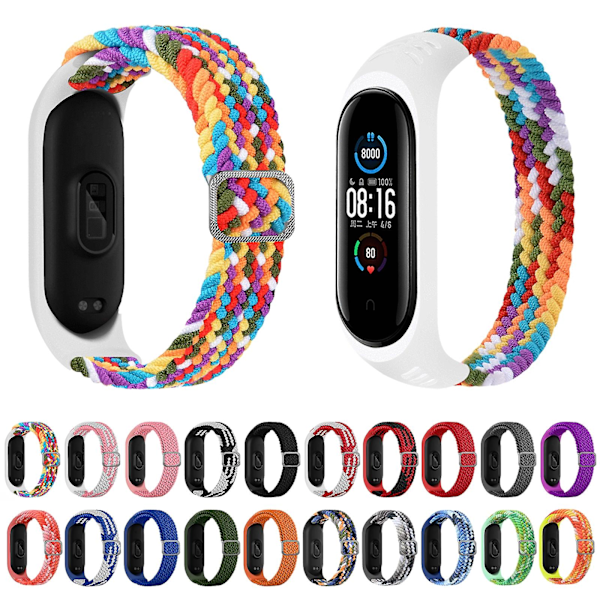 Svart Svart kompatibel med Xiaomi Mi Band 6 / 5 / 4 Nylonflätat Armband
