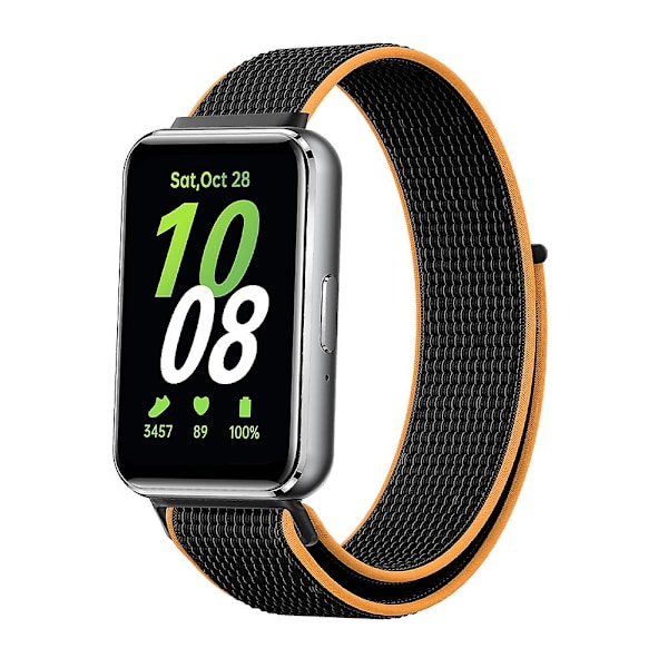 Svart Orange Svart Orange Vävd Nylon Loop Rem kompatibel med Samsung Galaxy Fit 3