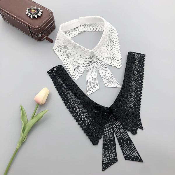 Dame falsk krage Avtakbar halv Vannløselig Broderi D ZM20220506 Black * ZM20220506