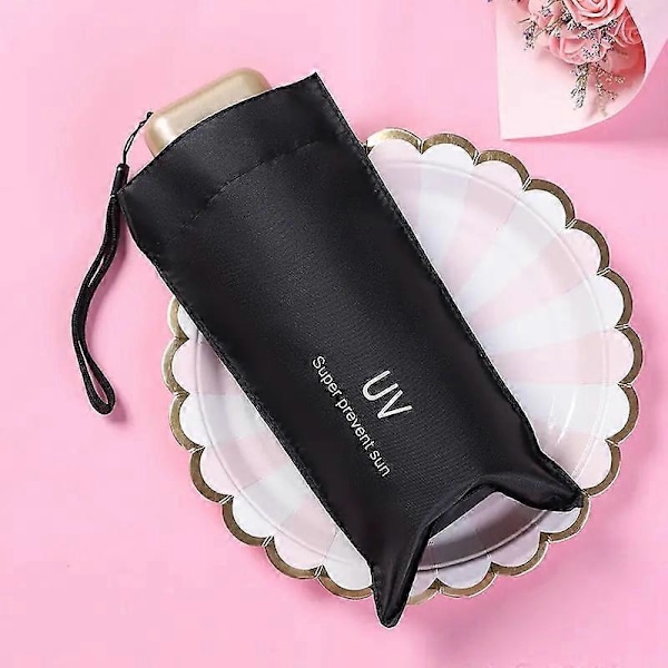 Bærbar Mini Solskærm Anti UV 6 Foldbar Parasol Solskærms paraply til Vandtætte Rejseparaplyer black
