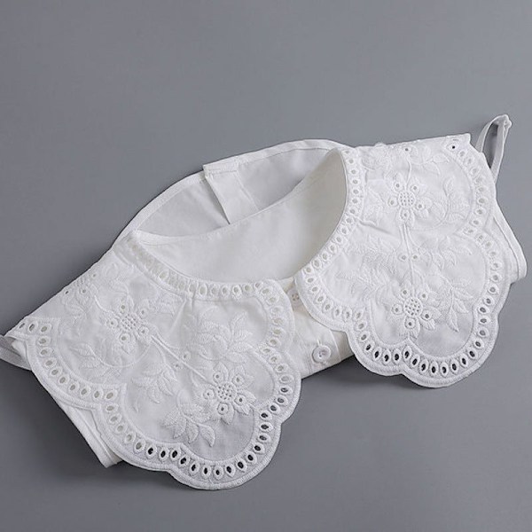 Lös krage för damer, avtagbar halv docka vit sjal tröja D Big lace collar [white]]