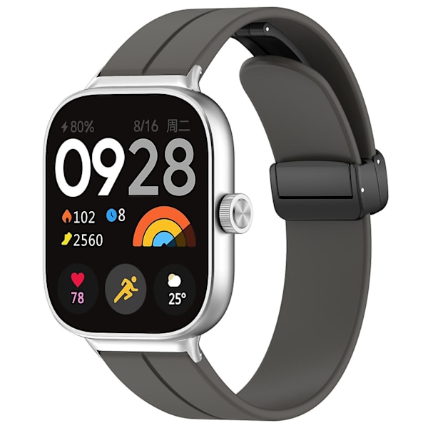 Mørkegrå Mørkegrå Magnetisk Spænde Silikonerem kompatibel med Xiaomi Mi Band 8 Pro