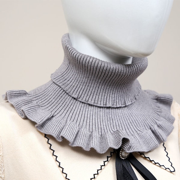 Dame falsk krage Avtakbar halv Skjerf Skjerf Hals Termisk H Light gray