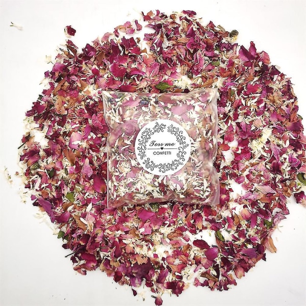 Nytt 10-pack naturlig bröllopskonfetti kastar torkade blomblad, biologiskt nedbrytbara rosenblad konfetti dekoration för bröllopsfest