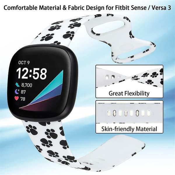 B B kompatibel med Fitbit Versa 3 Printet Urrem, Størrelse: l