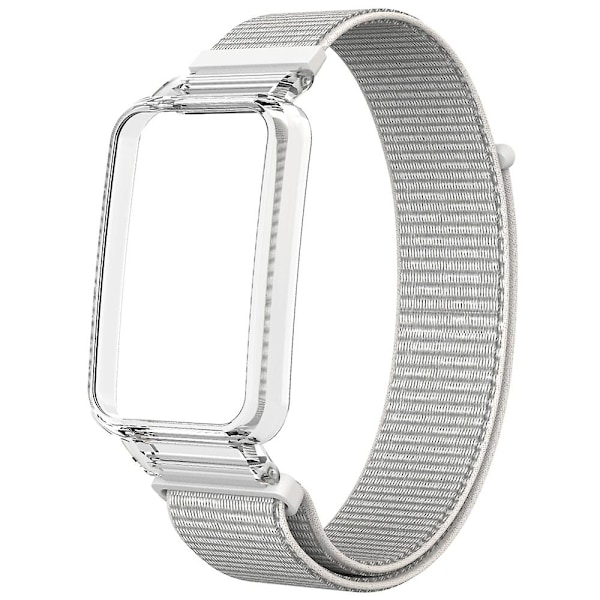 Silver Silver PC-fodral + Nylon Loop-rem kompatibel med Xiaomi Mi Band 7 Pro