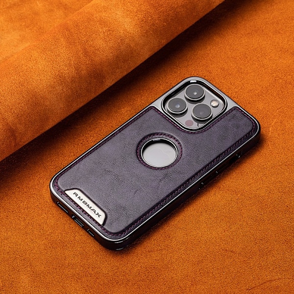 Kotelo iPhone 16PRO:lle, tumman violetti, korkealaatuista bisnesnahkaa, puuttuva etiketti, magneettinen galvanointi