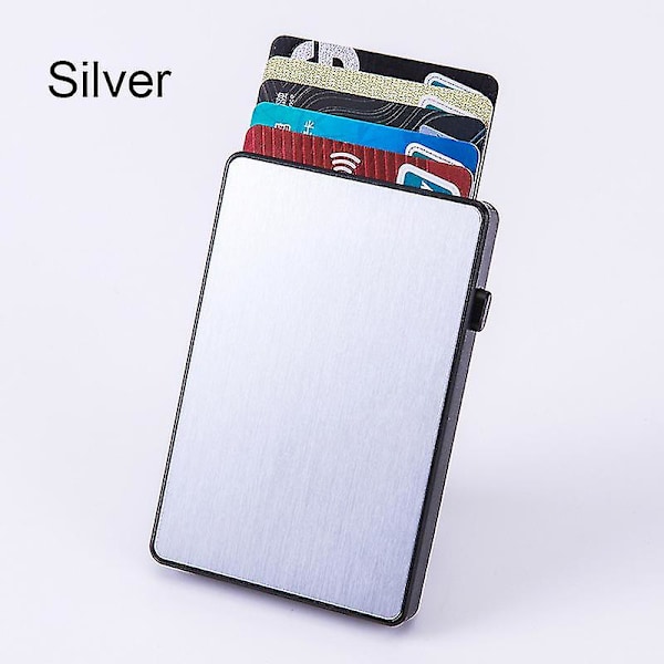 Fashion Pop Up Trykknap Bank Kreditkort Etui Holder Slank Smart Kortpung Rfid Tynd Smart Metalpung Til Mænd Kvinder Ny|kort Silver