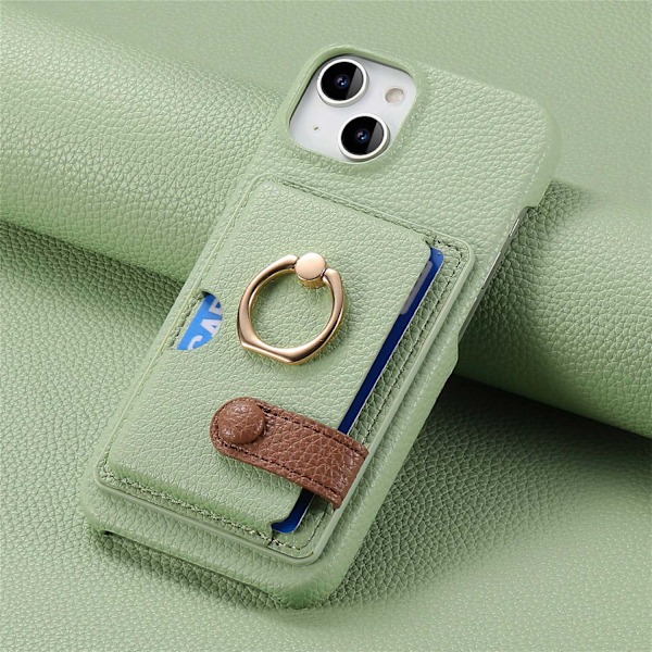 iPhone 13 Mini Matcha Vihreä Nahkainen Kukkaro persoonallisuudella