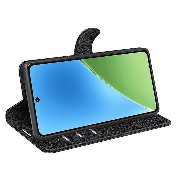 För Xiaomi 15 Fodral Litchi Textur Stötsäkert Läder Plånboks Telefonfodral Black