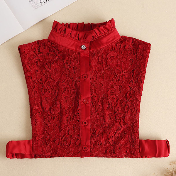 Naisten tekoviulus irrotettava puolipitsi talvi monitoiminen Temperament lace (wine red)