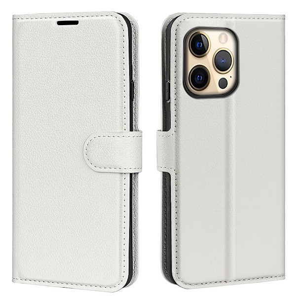 Kotelo iPhone 13 Pro Maxille, valkoinen, läppämallinen, mukautettava