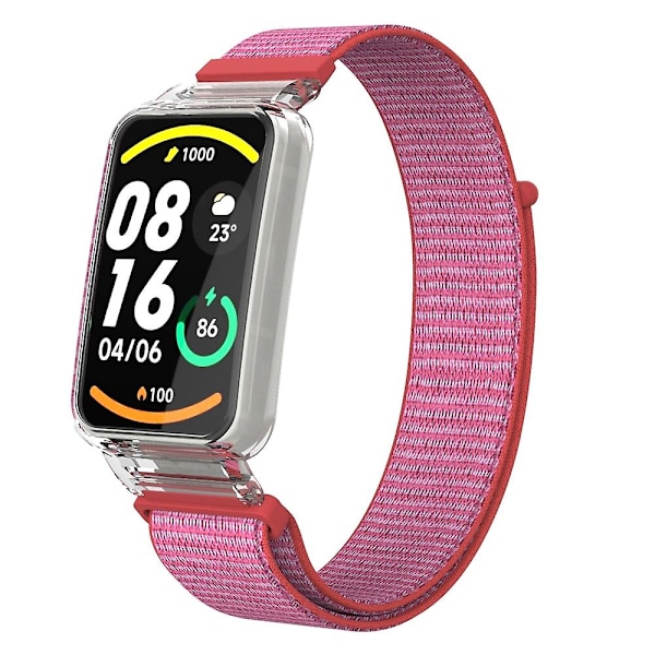 Brilliant Pink Brilliant Pink PC-etui + Nylon Loop-rem kompatibel med Xiaomi Mi Band 7 Pro