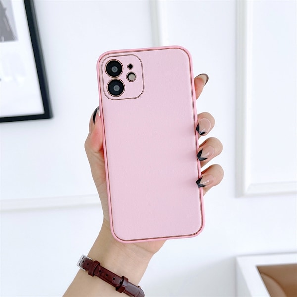 Etui til iPhone 13 Rosa [Jente Rosa] lærtekstur elektroplettering Full-Body Luksus