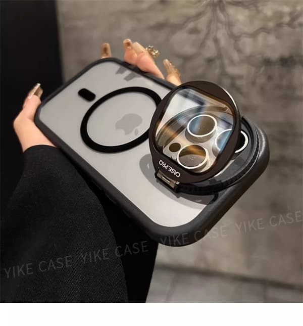 Etui til iPhone 14plus Klassisk Sort Kreativ Flip Briller Stativ Magnetisk Transparent