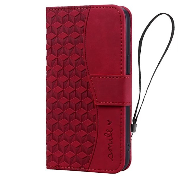 Etui til iPhone 14 Pro Max, rød business Diamond Flip Wallet med kortholder, magnetisk
