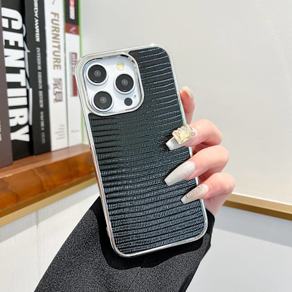 Fodral för iPhone 13pro MAX (Svart krokodilmönster) enkelt skal Tax lädertexturerad axelväska