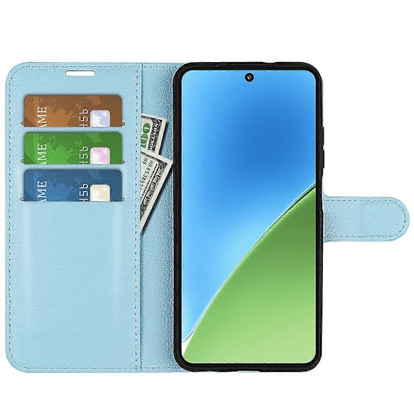För Xiaomi 15 Fodral Litchi Textur Stötsäkert Läder Plånboks Telefonfodral Blue