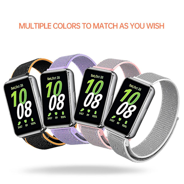 Grå Vit Grå Vit Vävd Nylon Loop Rem kompatibel med Samsung Galaxy Fit 3