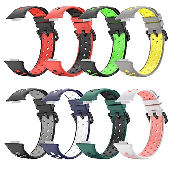 Musta Vihreä Musta Vihreä Silikoni Kellonranneke yhteensopiva Huawei Watch Fit 2:n kanssa