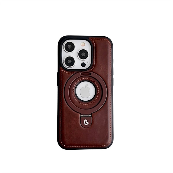 Kotelo iPhone 14 Promax ruskealle, sopii magneettiselle nahkakuvioiselle jalustalle