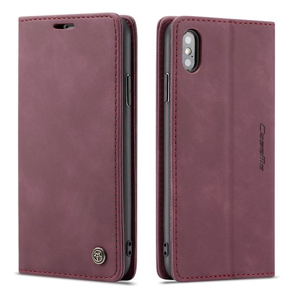 Kotelo iPhone 14ProMax6.7 Claret Läppälompakolle, jossa korttipidike ja magneetti