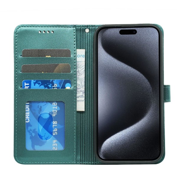 Fodral för iPhone iPhone 13 Mini 5.4 grön PU Läder Liten Rund Knapp Fotoram Magnetisk