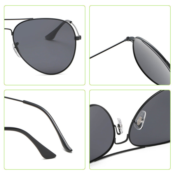 Klassiska polariserade solglasögon Mode färg film solglasögon Unisex Aviator solglasögon Black frame full Gray piece PG3026