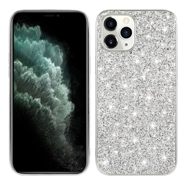 Etui til iPhone 14 6.1 /13 6.1 Sølv Elektroplettering glitter Læder Groft pulver diamantlæder
