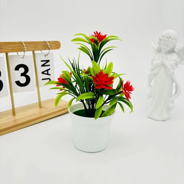 Konstgjorda Lotusblad: Set med 5 Små Krukväxter Bonsai för Utomhus- eller Inomhusdekoration – Perfekt för Yellow Height 18CM*Width 11CM
