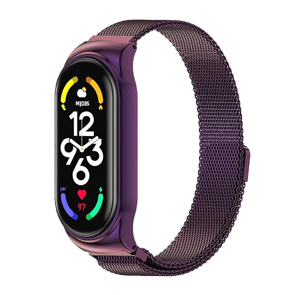 Lilla Lilla Rustfrit Stål Urrem kompatibel med Xiaomi Mi Band 7 / 7 Nfc