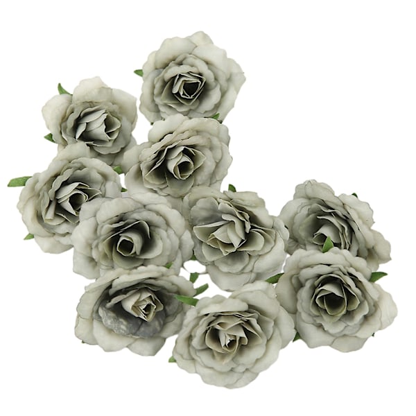 10 stk./sæt Simulationsblomsterhoved Levende Langtidsholdbar Multifunktionel Kunstige Roseblomsterhoveder til Bryllup Dark Green